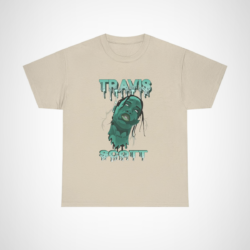Travis Scott Lightning Graphic Tee with electrifying design and soft fabric Sand colour