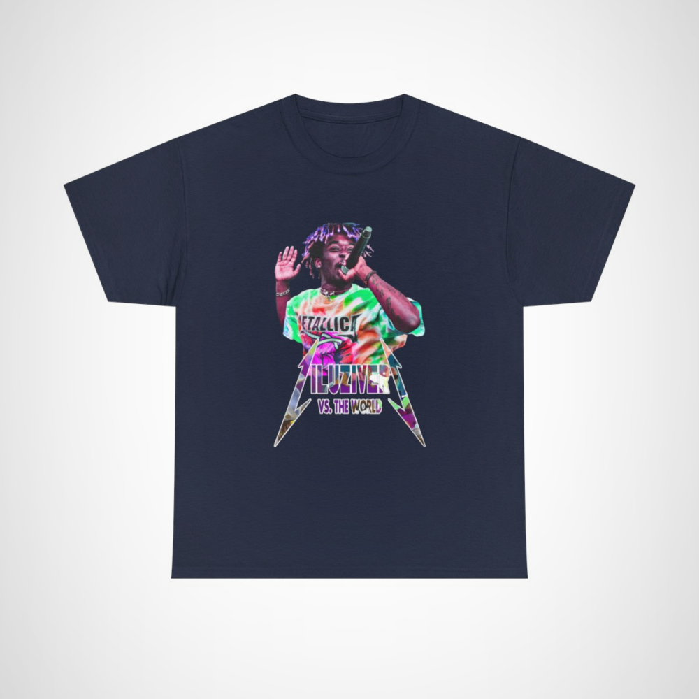 Illuziver vs. The World Hip Hop themed T-shirt showcasing vibrant design Navy colour