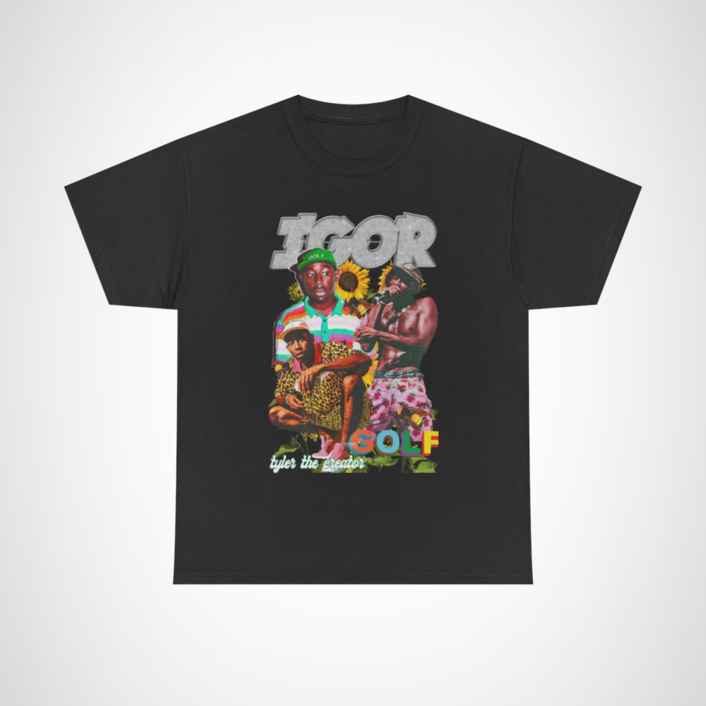 Tyler the Creator IGOR Golf Flower T-Shirt showcasing vibrant graphics and sunflowers Black colour