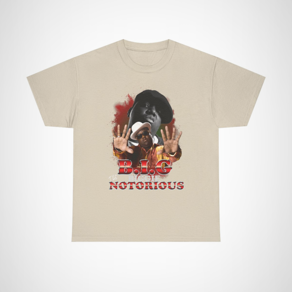 B.I.G. Biggie The Notorious T-Shirt featuring iconic hip hop graphics Sand colour