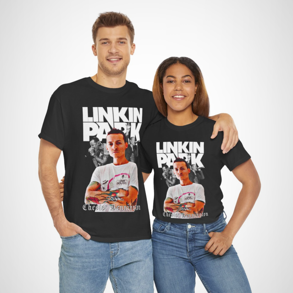 Chester Bennington tribute t-shirt featuring an iconic Linkin Park design