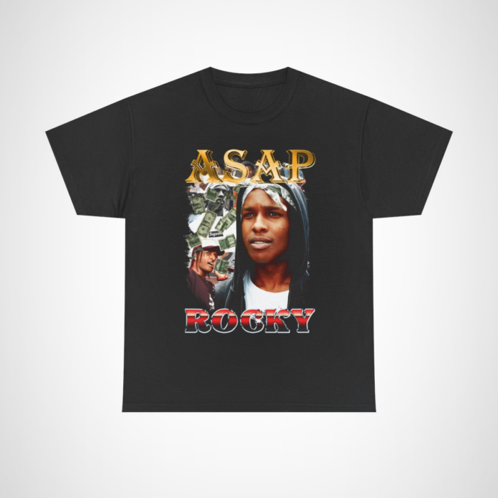 ASAP Rocky Vintage Hip Hop Tee featuring bold design and iconic image Black colour