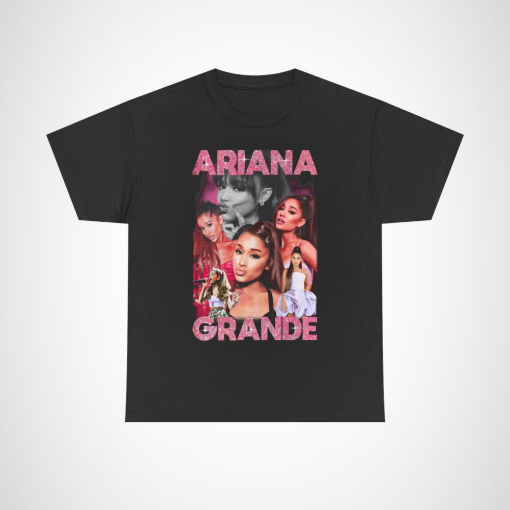 Ariana Grande Glitter Glam T-Shirt showcasing vibrant colours and sparkles Black colour