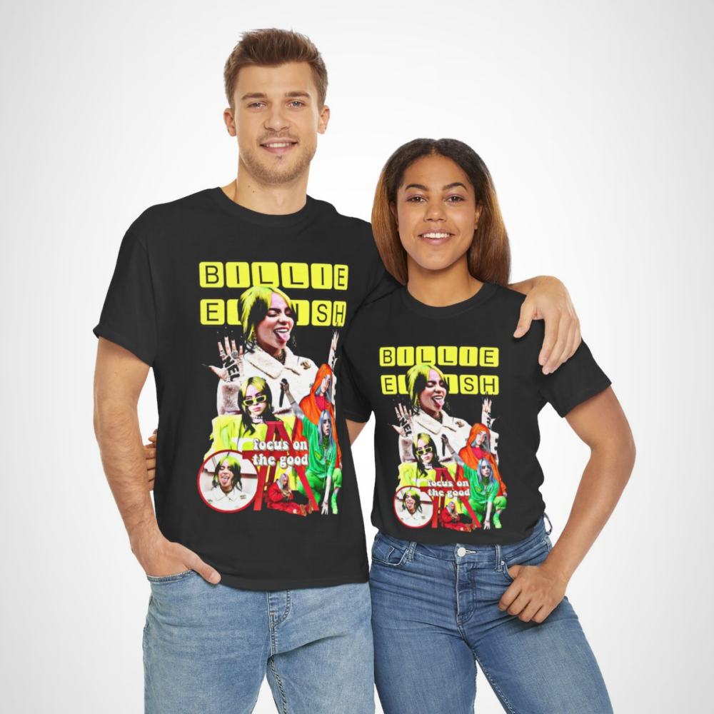 Billie Eilish Focus On The Good t-shirt featuring vibrant design