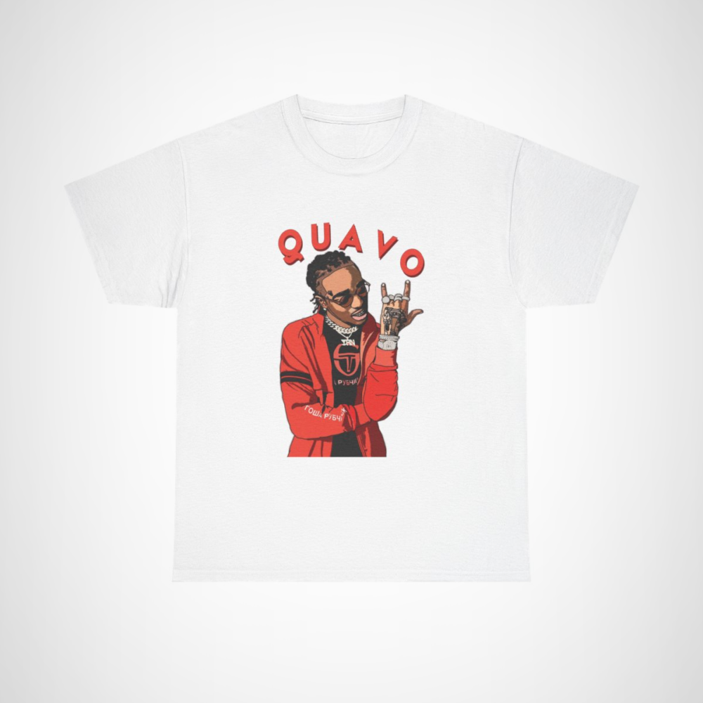 Quavo Cool Streetwear Graphic Tee showcasing vibrant hip-hop artwork White colour