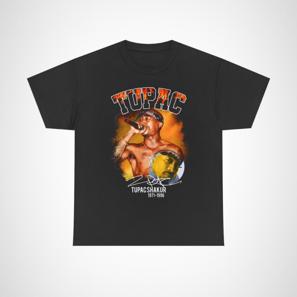 Tupac Shakur graphic tee showcasing hip hop culture Black colour