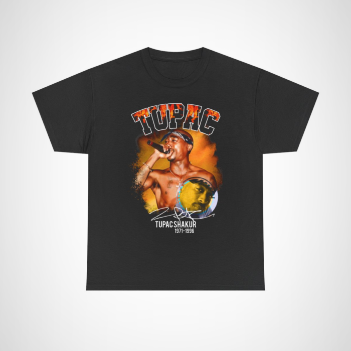 Tupac Shakur graphic tee showcasing hip hop culture Black colour