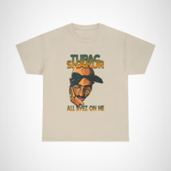 Tupac Shakur All Eyez On Me vintage t-shirt displaying iconic hip-hop artistry Sand colour