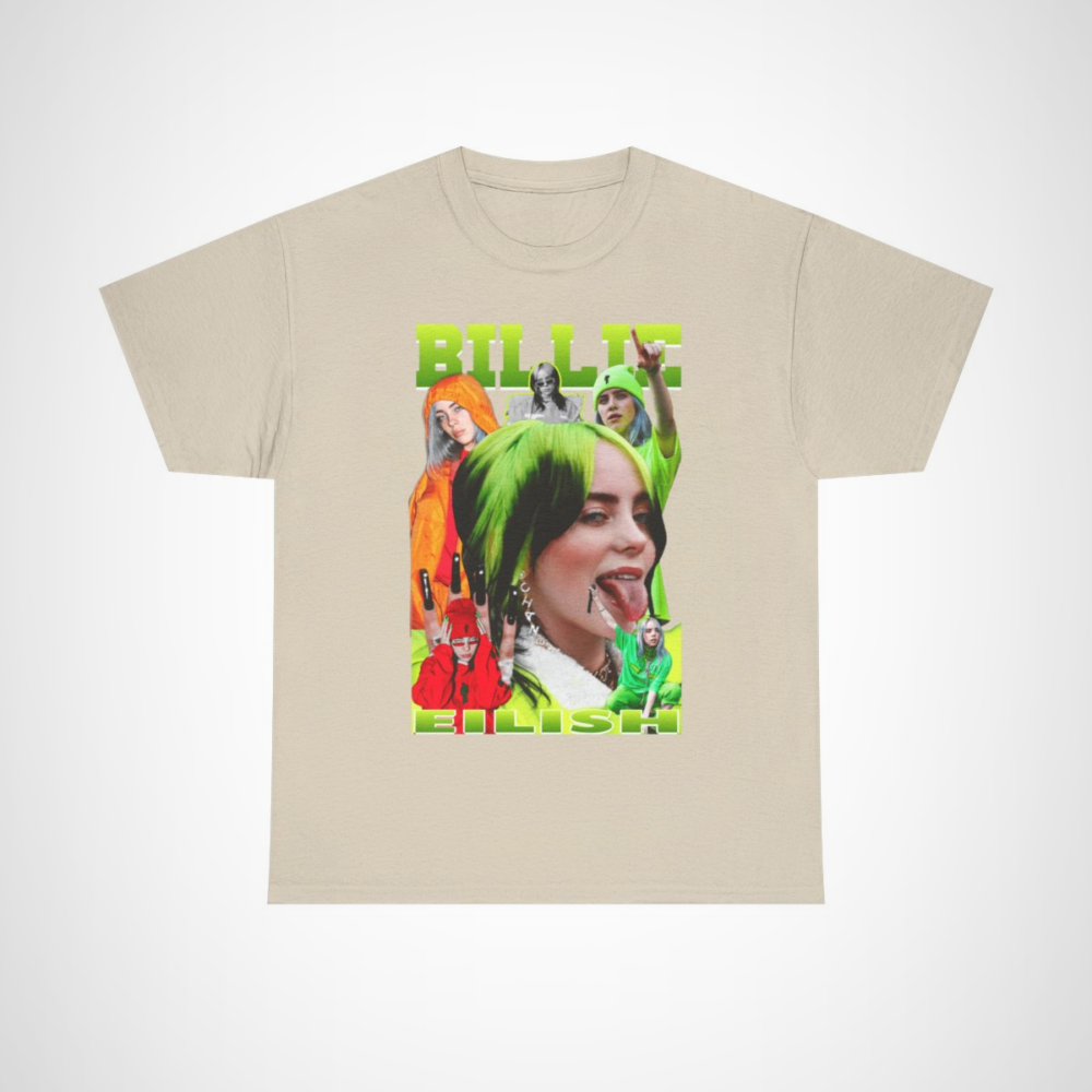 Billie Eilish graphic tee featuring vibrant designs and bold colours Sand colour