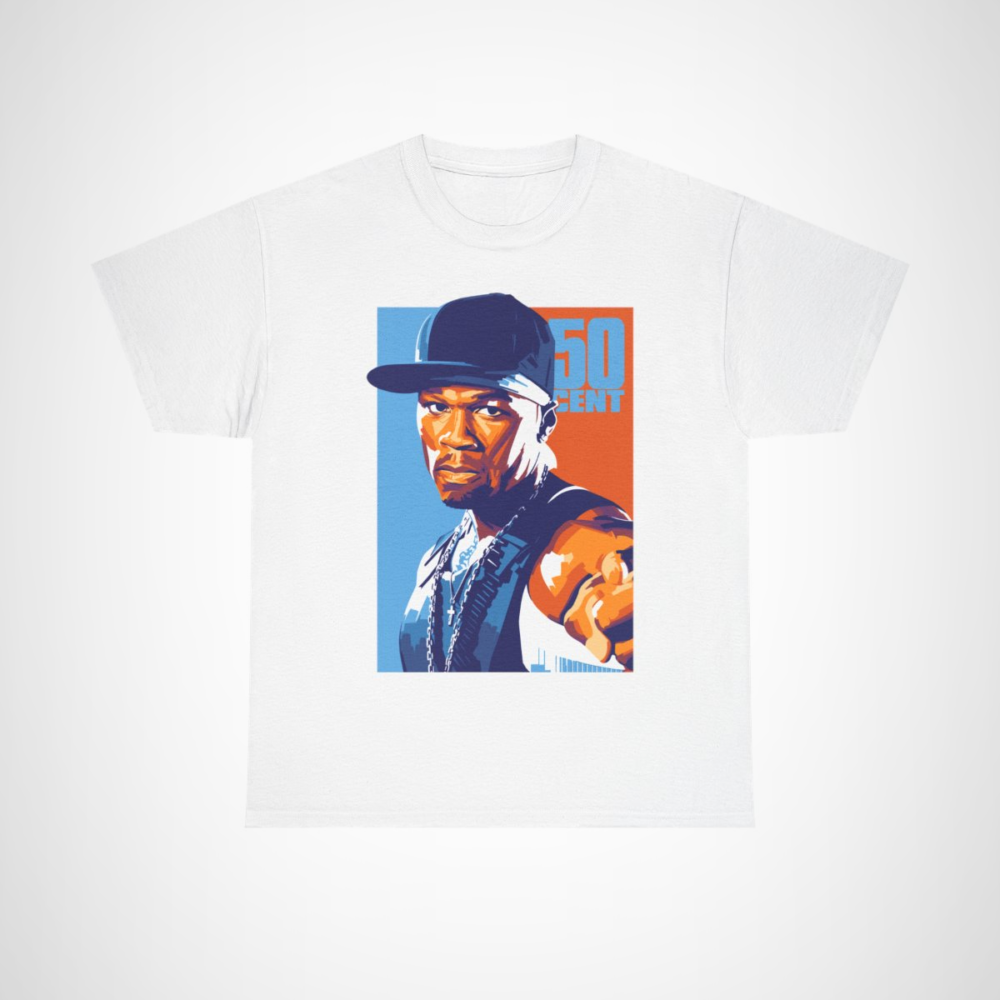 50 Cent graphic tee showcasing hip hop culture and style White colour