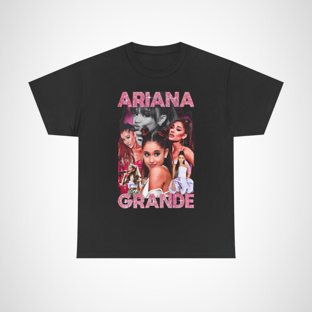 Glitter Graphic Tee featuring Ariana Grande for fans Black colour