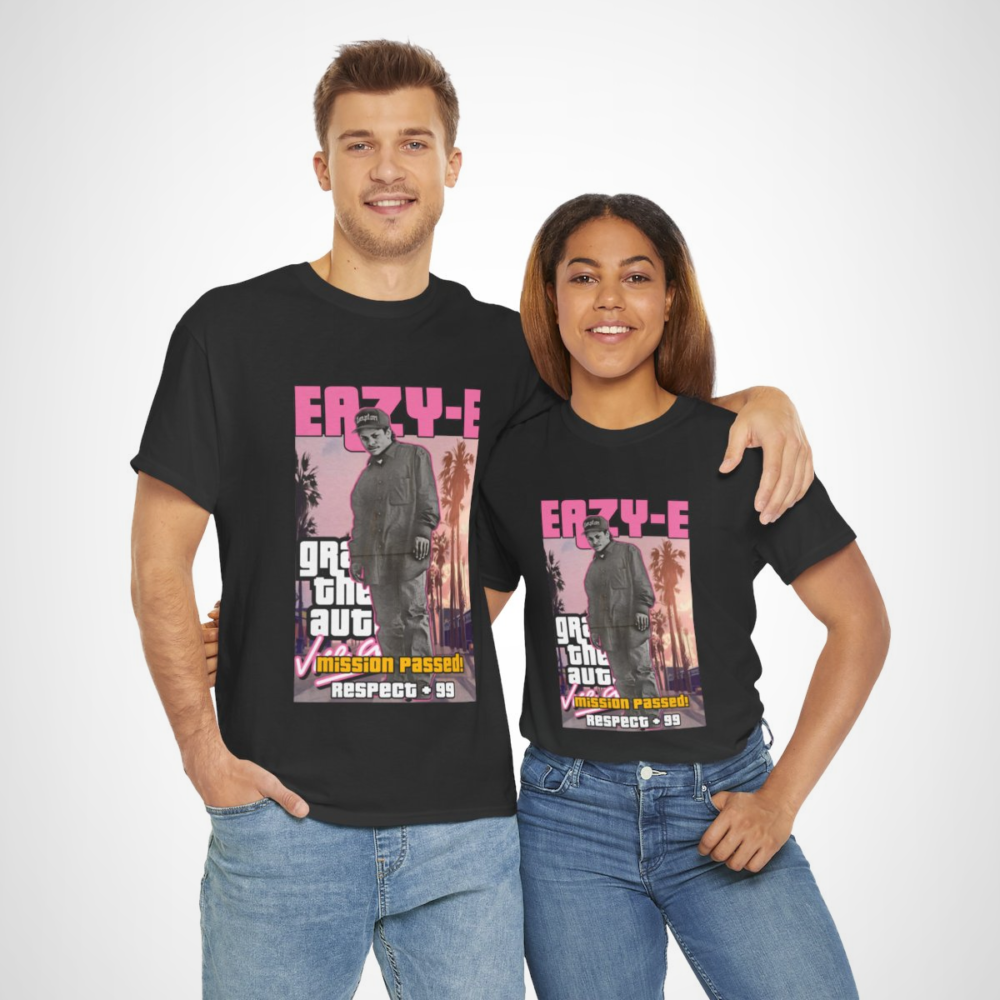 Eazy-E inspired graphic tee featuring vibrant hip-hop design