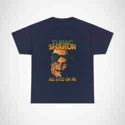Tupac Shakur All Eyez On Me vintage t-shirt displaying iconic hip-hop artistry Navy colour
