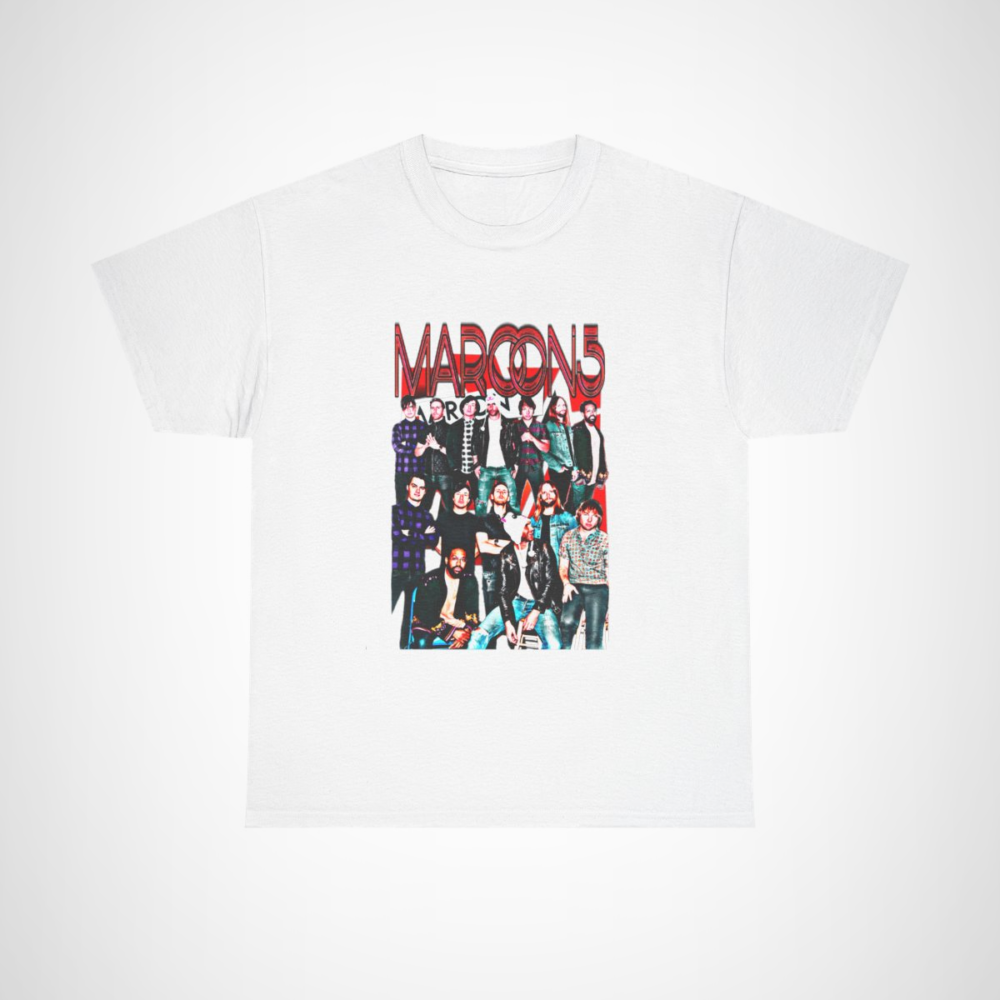 Vintage Maroon 5 T-Shirt with vibrant graphic for music fans White colour