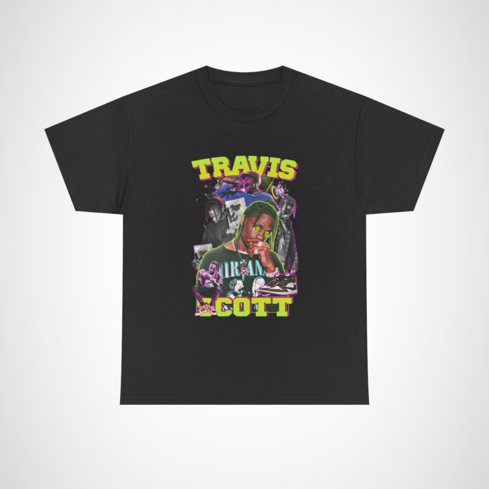 Travis Scott Graphic Tee showcasing vibrant hip hop design Black colour