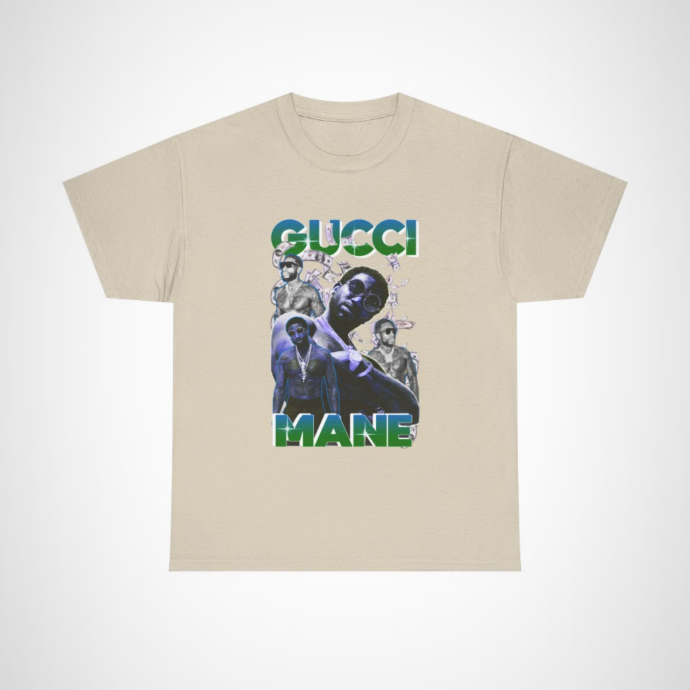 Gucci Mane Graphic Tee showcasing bold hip hop style Sand colour