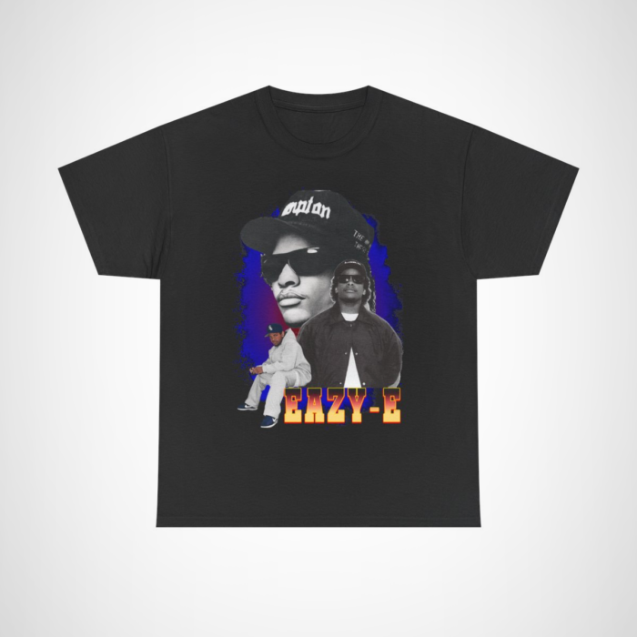 Eazy-E Iconic Rap Legend T-Shirt showcasing bold graphics and streetwear style Black colour