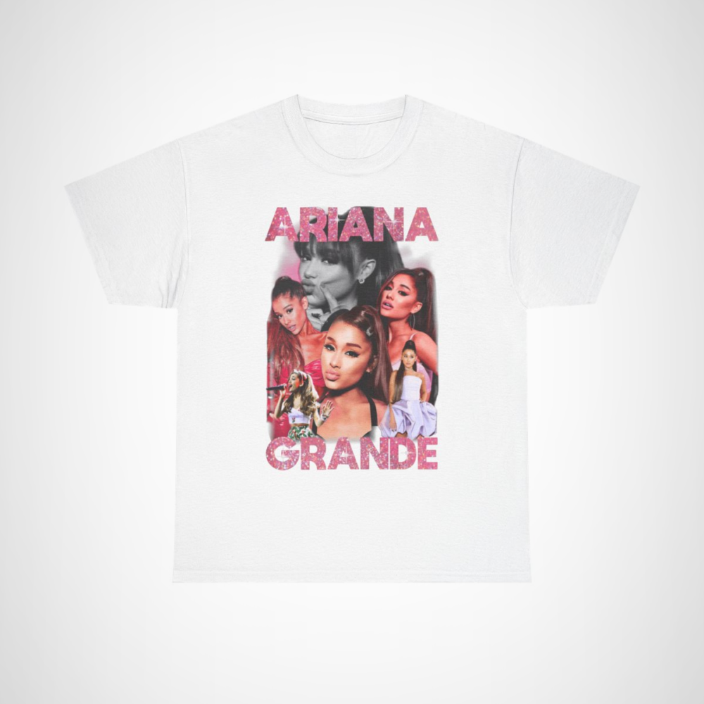 Ariana Grande Glitter Glam T-Shirt showcasing vibrant colours and sparkles White colour