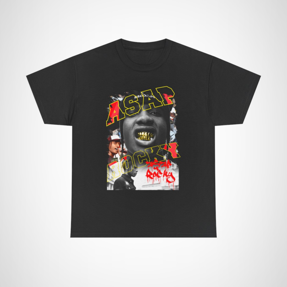 ASAP Rocky graphic tee featuring bold visuals and vibrant typography Black colour