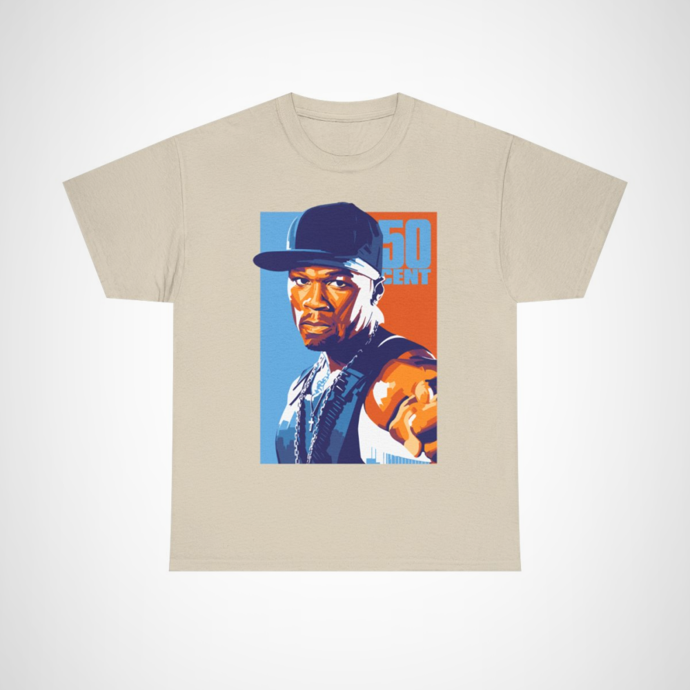 50 Cent graphic tee showcasing hip hop culture and style Sand colour