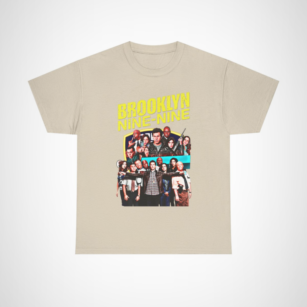 Brooklyn Nine-Nine inspired graphic tee featuring iconic characters Sand colour