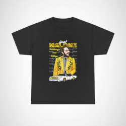 Post Malone Beerbongs and Bentleys T-Shirt in vibrant yellow for music fans Black colour