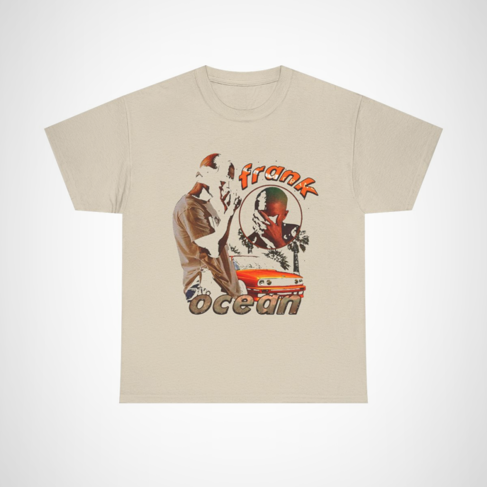 Vintage Frank Ocean t-shirt featuring vibrant music inspired artwork Sand colour