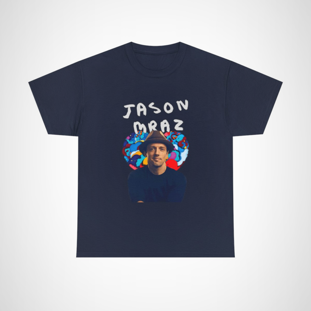 Vibrant Jason Mraz inspired colorful art t-shirt for music lovers Navy colour