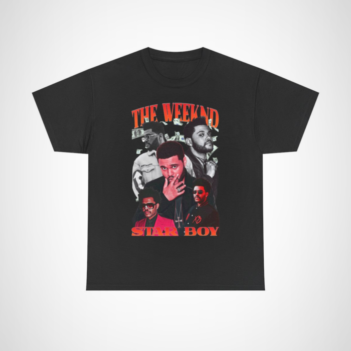 The Weeknd Star Boy graphic tee featuring vibrant design and soft fabric Black colour