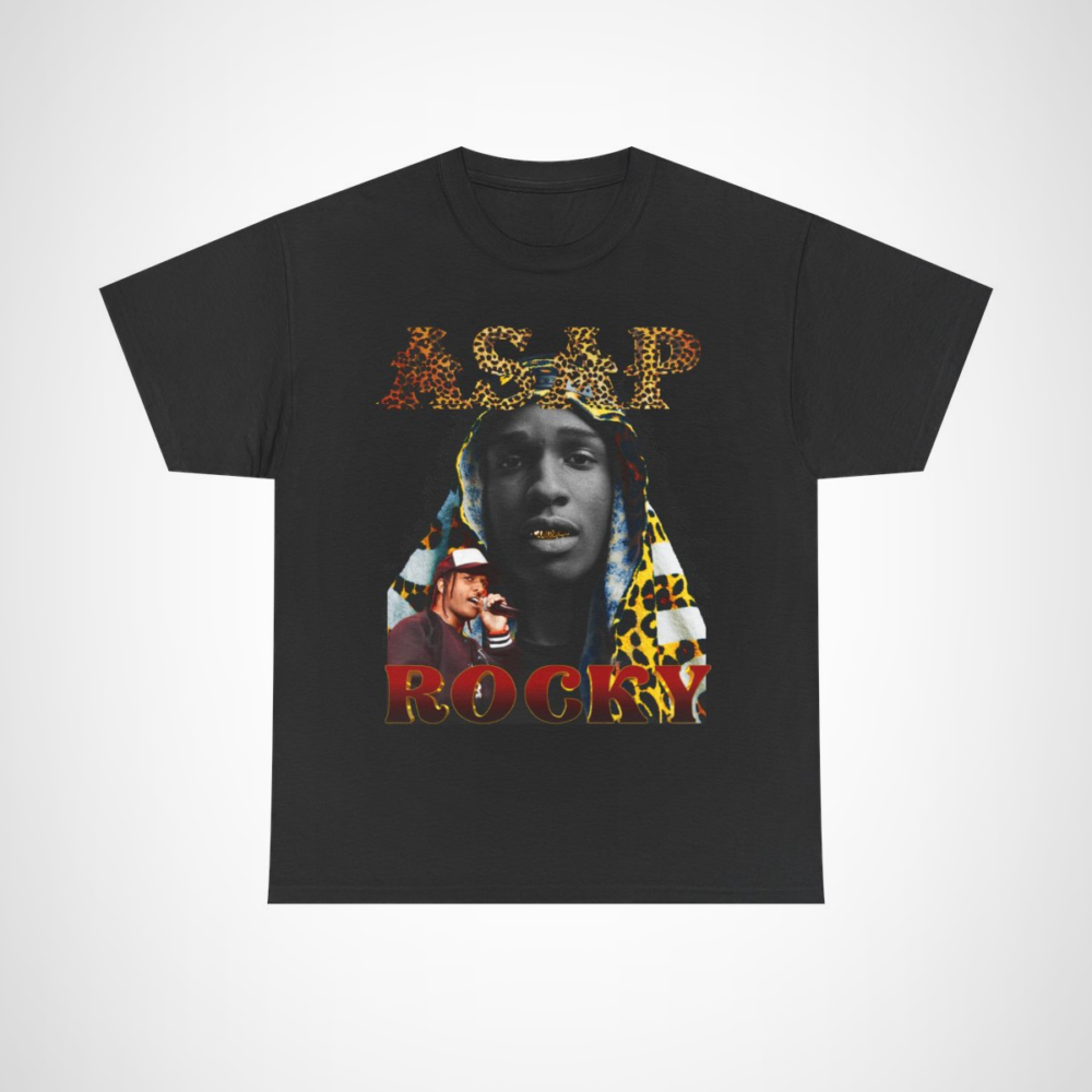 ASAP Rocky Leopard Print Tee showcasing bold fashion and style Black colour