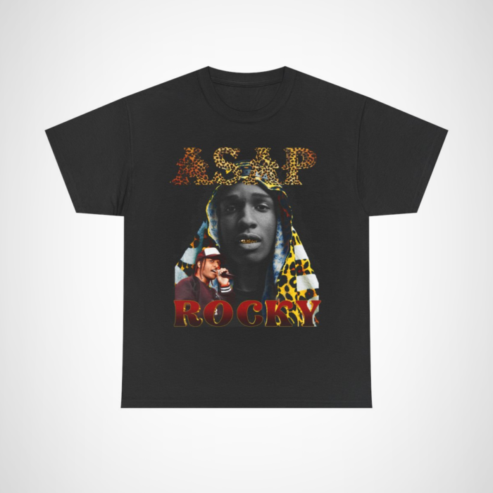 ASAP Rocky Leopard Print Tee showcasing bold fashion and style Black colour