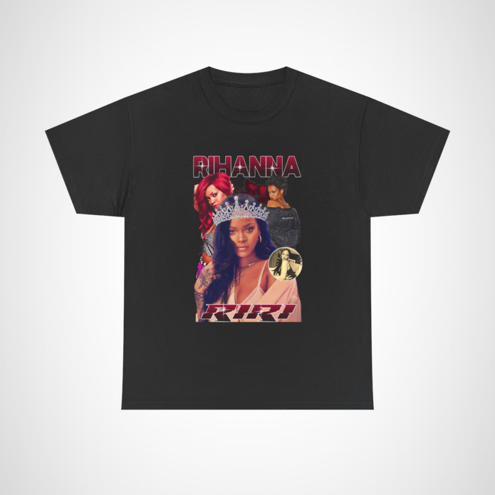 Rihanna Crowned Collection Riri Tribute T-Shirt with glamorous crown design Black colour