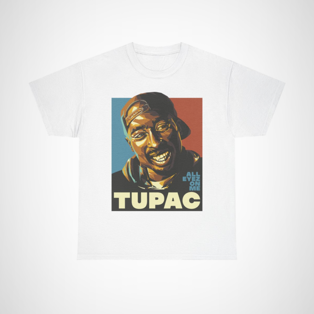 Tupac Shakur All Eyez On Me Graphic Tee, stylish hip-hop shirt for fans White colour