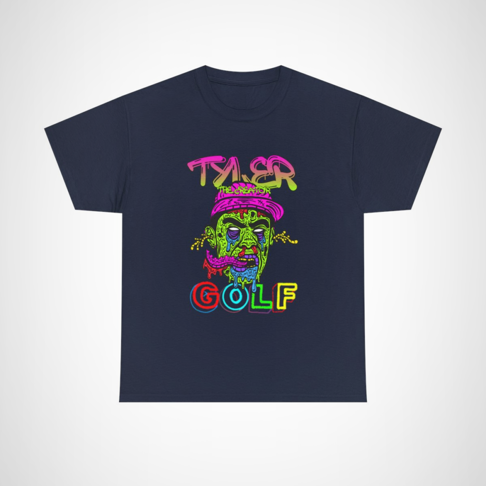 Tyler The Creator inspired psychedelic zombie golf T-Shirt Navy colour