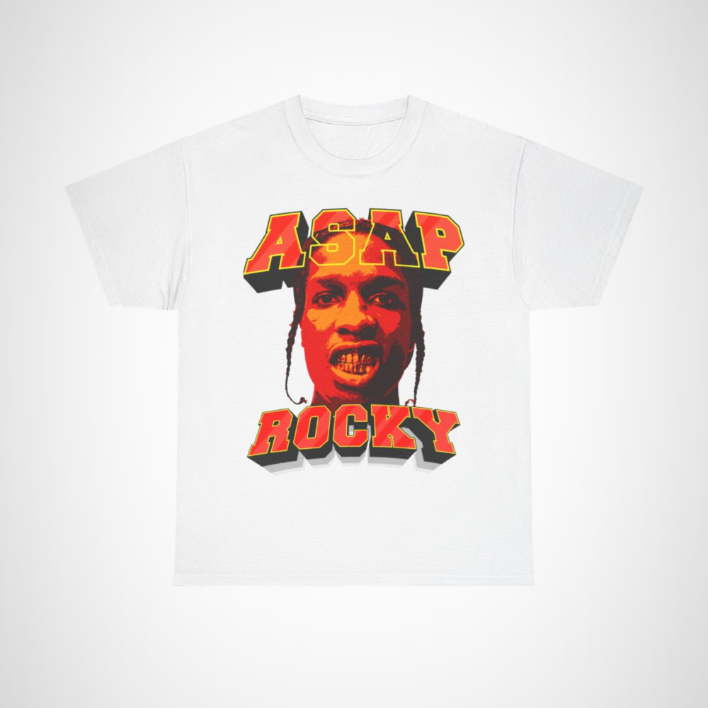 Vibrant ASAP Rocky graphic tee showcasing hip-hop culture and style White colour