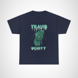 Travis Scott Lightning Graphic Tee with electrifying design and soft fabric Navy colour