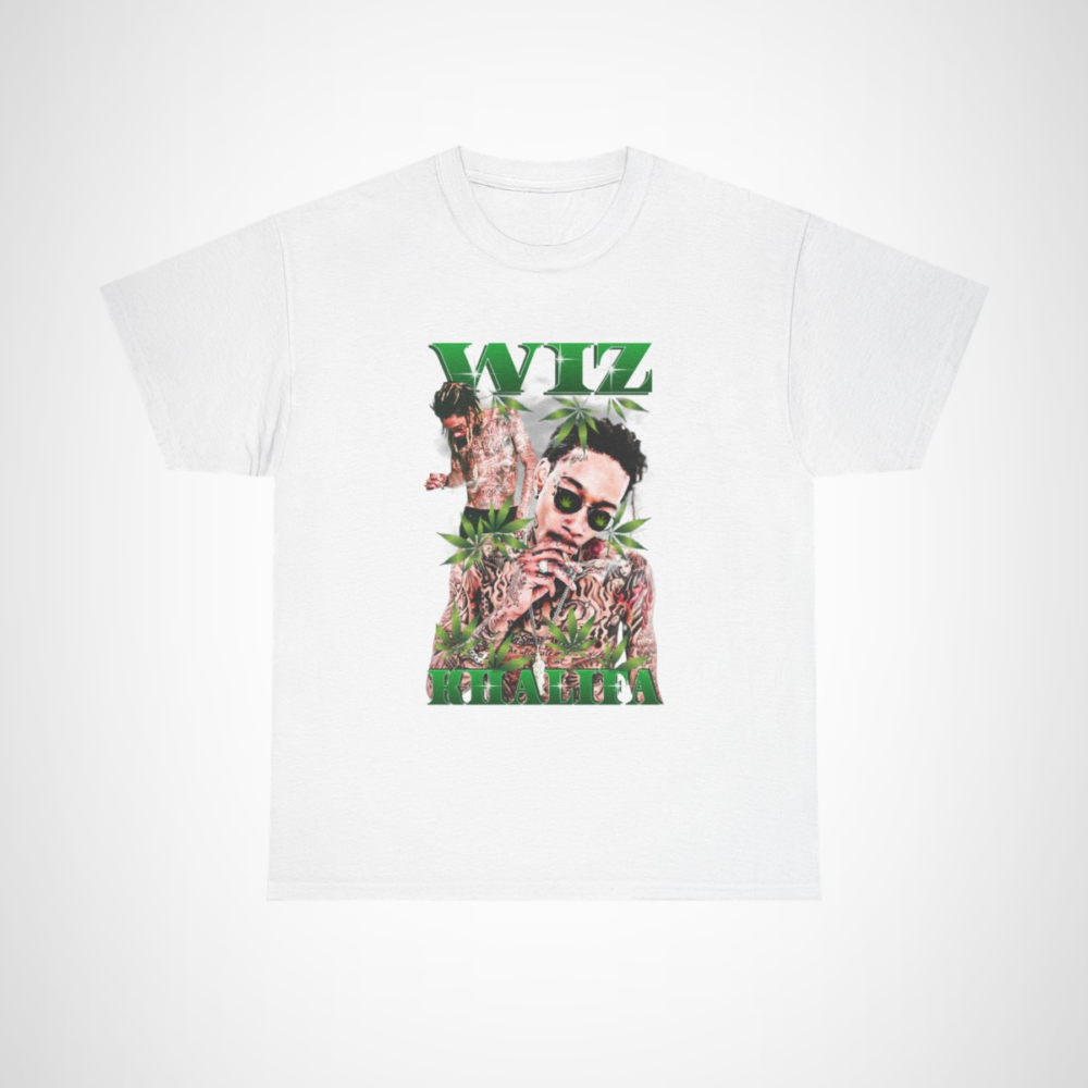 Wiz Khalifa Cannabis Vibes T-Shirt featuring bold design and iconic cannabis imagery White colour