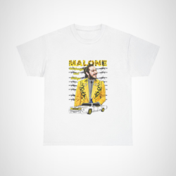 Post Malone Beerbongs and Bentleys T-Shirt in vibrant yellow for music fans White colour