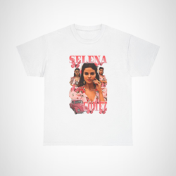 Floral Butterfly Selena Gomez T-Shirt design with vibrant colors and stylish patterns White colour
