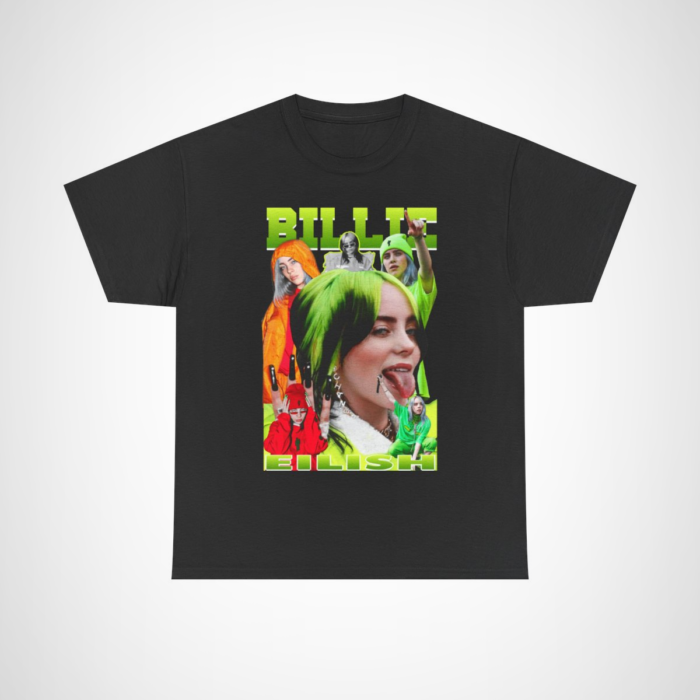 Billie Eilish graphic tee featuring vibrant designs and bold colours Black colour