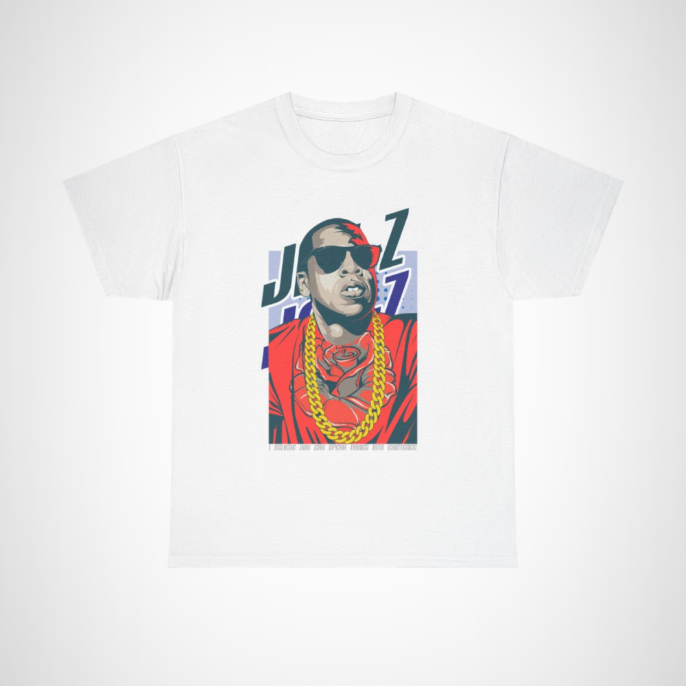 Bold Jay-Z graphic tee celebrating hip hop culture White colour