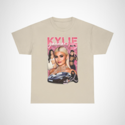 Kylie Jenner Inspired Glam T-Shirt on display Sand colour