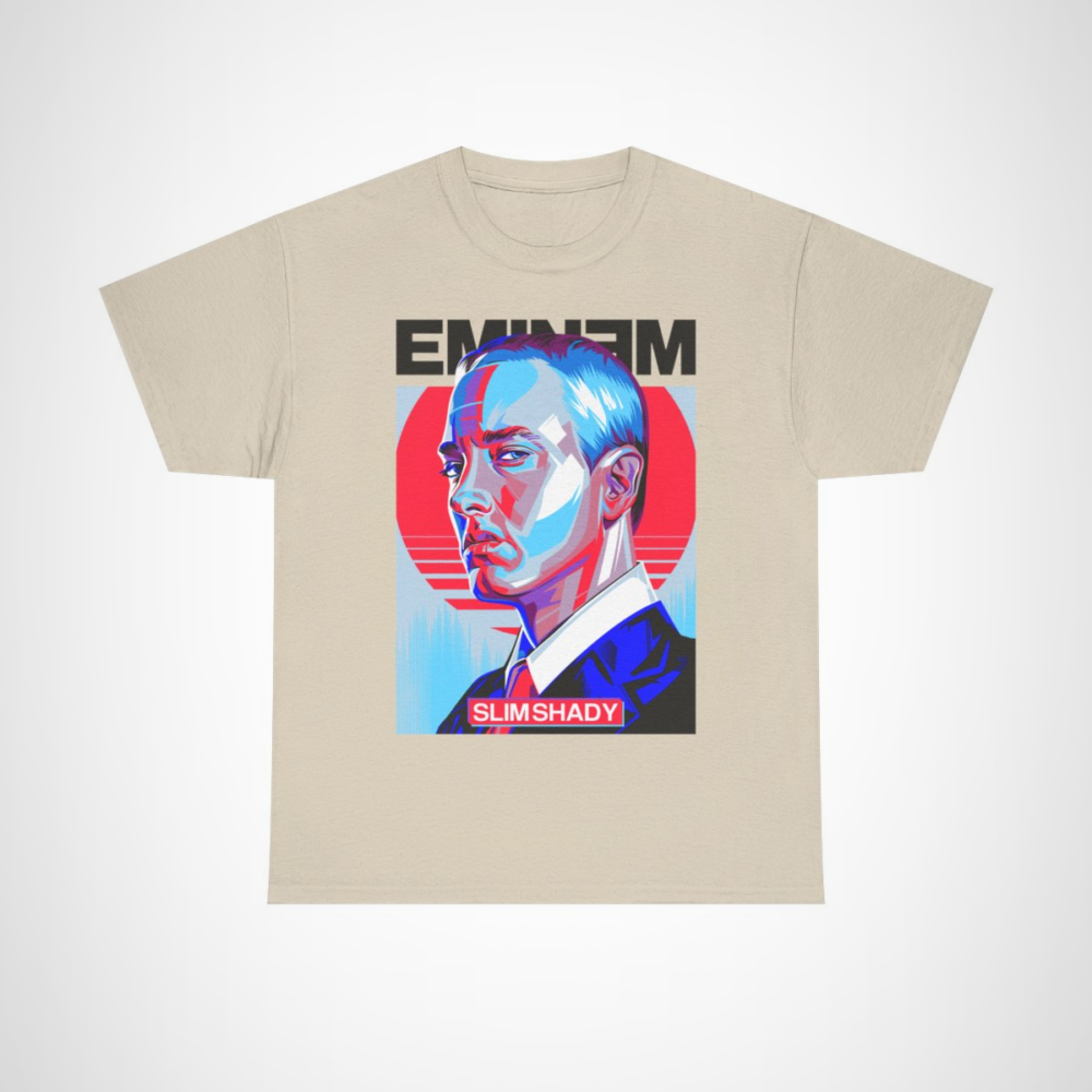 Slim Shady Pop Art T-Shirt featuring vibrant design inspired by hip-hop culture Sand colour