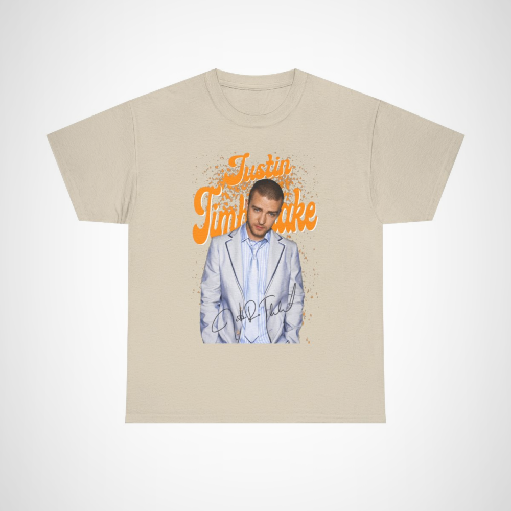 Justin Timberlake Signature Style Tee with graphic and signature Sand colour