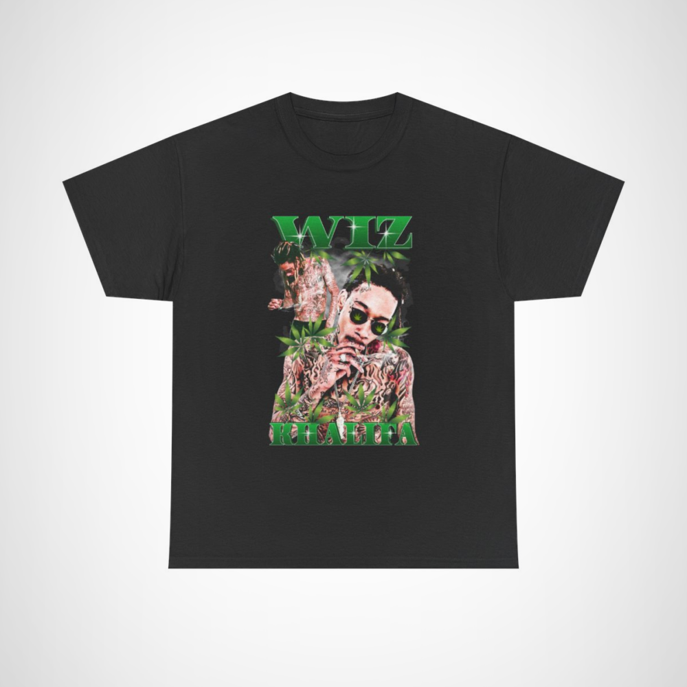 Wiz Khalifa Cannabis Vibes T-Shirt featuring bold design and iconic cannabis imagery Black colour