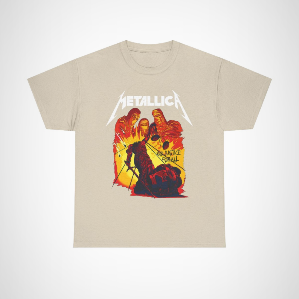 Vintage Metallica And Justice For All T-Shirt featuring album artwork Sand colour