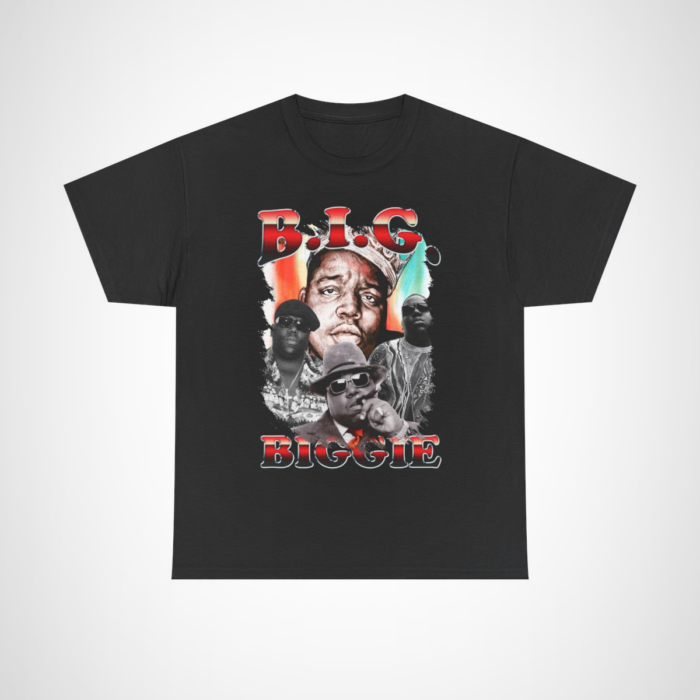 B.I.G. Biggie Iconic Legend T-Shirt featuring a tribute design to the legendary rapper Black colour