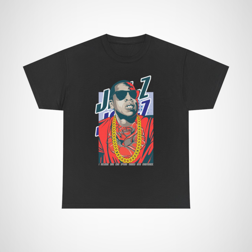 Bold Jay-Z graphic tee celebrating hip hop culture Black colour