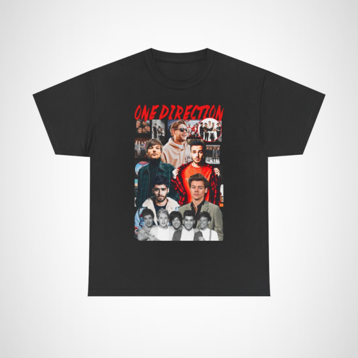 One Direction Vintage Collage T-Shirt featuring classic band photos Black colour