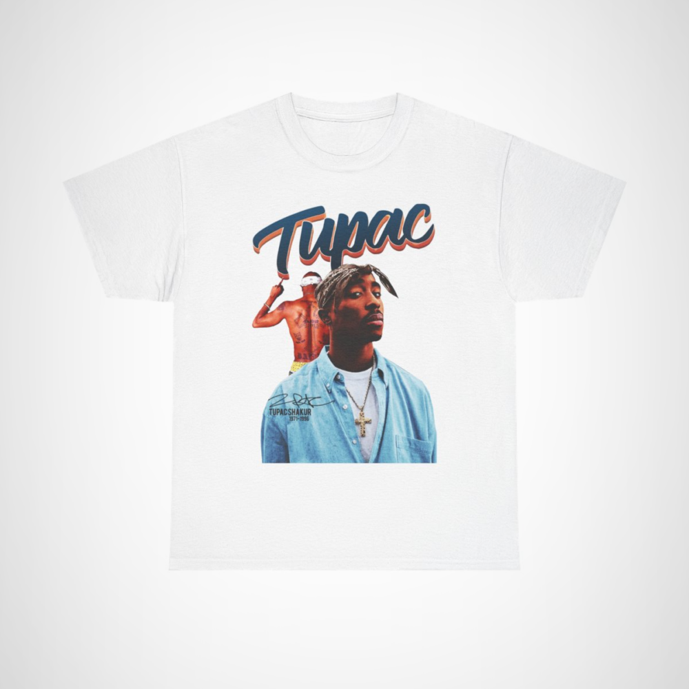 Tupac Shakur Graphic Tee featuring classic hip-hop design White colour
